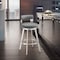 Armen Living Lynof Swivel Bar Stool in Silver Metal with Gray Faux Leather 840254335530 - alternate 3
